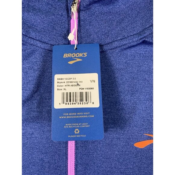 Brooks Womens Blue Dash 1/2 Zip 2.0 Pullover Running Shirt Long Sleeve Size XL - Picture 7 of 10